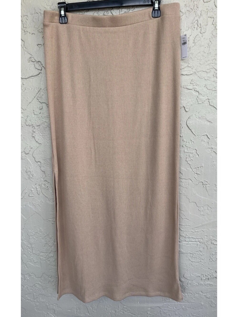 New Women’s Size L Old Navy Long Beige Dried Linen Skirt Ribbed Maxi Skirt